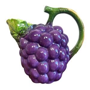 Vintage The Haldon Group Grapes Cluster 1982 Ceramic Pitcher Hand Painted Japan